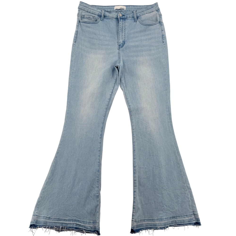 Vervet Los Angeles Womens High Rise Flare Jeans Light Wash Distressed Size 32